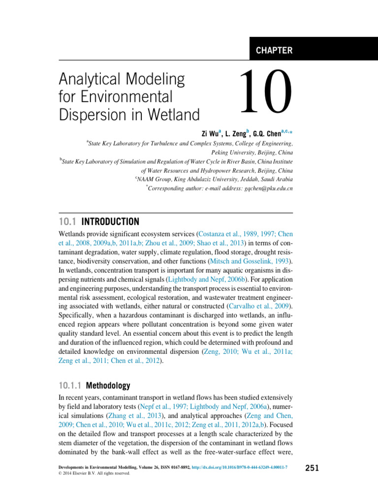 Analytical Modeling of Wetland Flows | PDF | Diffusion | Viscosity