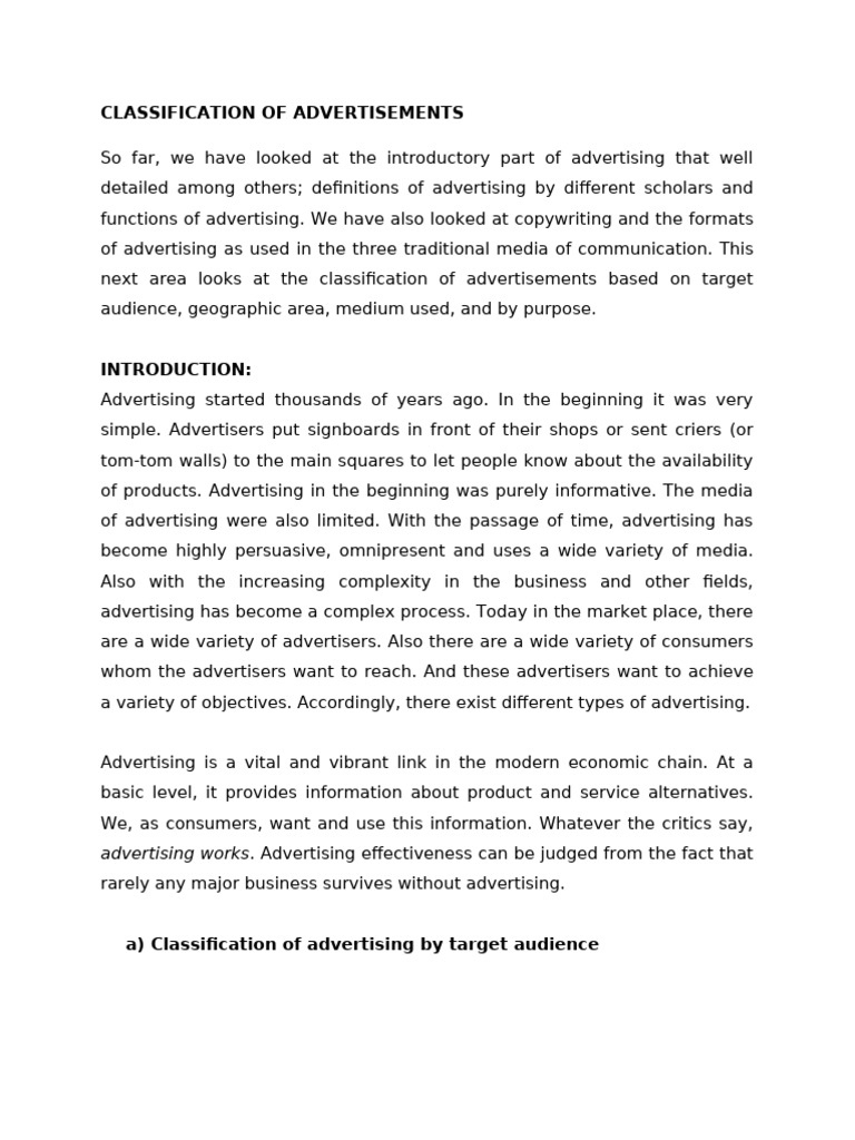 Classification of Ads - Lesson 3 | PDF | Advertising | Goods