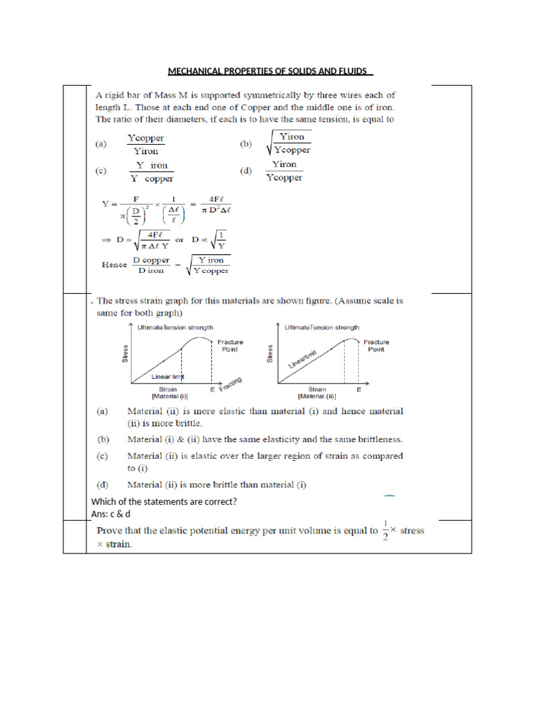 Mechanical Properties of Solids and Fluids | PDF