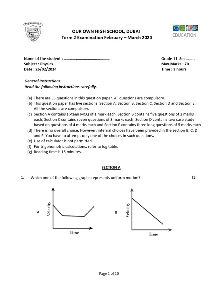 G 11 Physics Annual Qp. | PDF | Force | Orbit