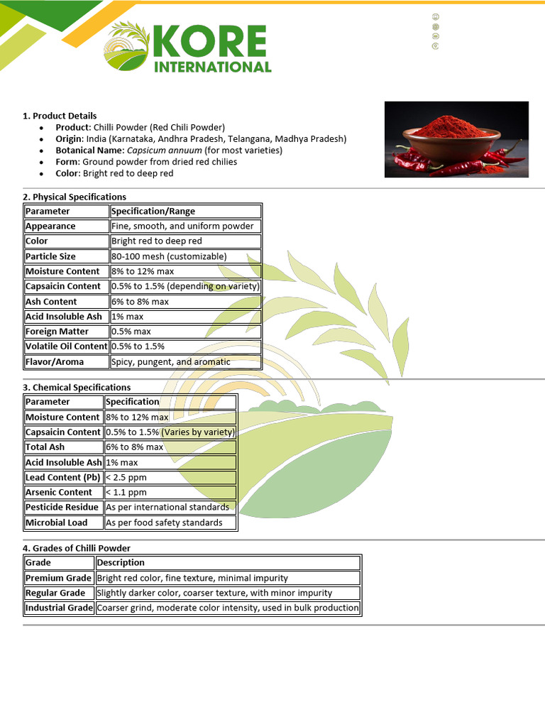 Chilli Powder | PDF | Chili Pepper | Capsicum