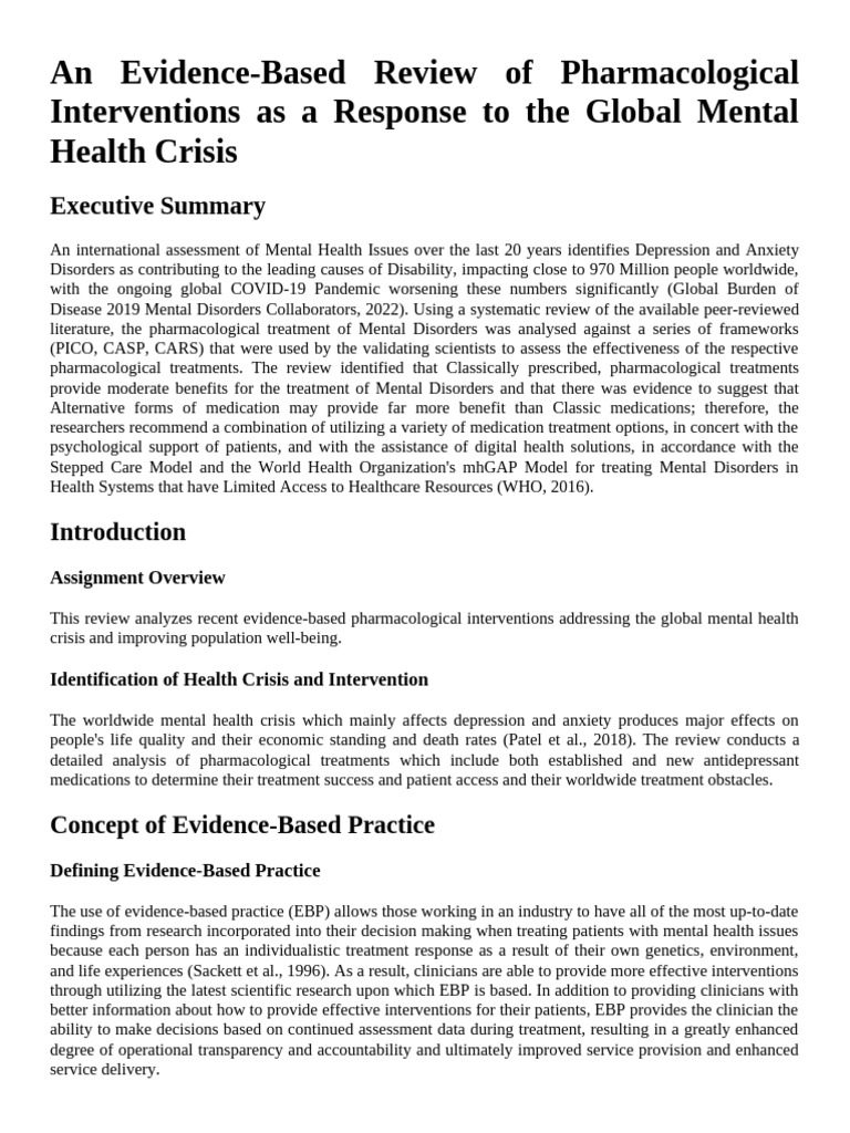 An Evidence-Based Review of Pharmacological Interventions As A Response ...