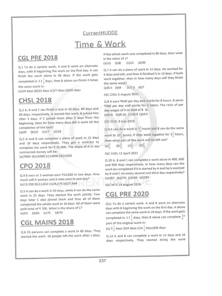 Time Work SI CI | PDF