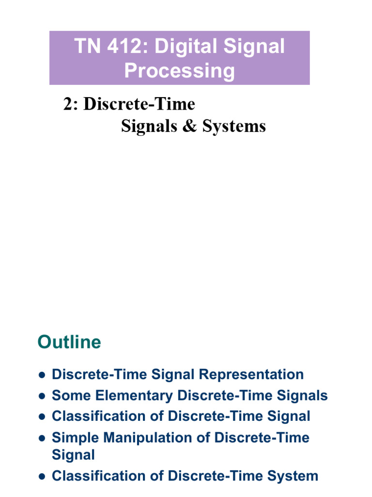 Tn 412 Lecture 2 | PDF | Discrete Time And Continuous Time | Sequence