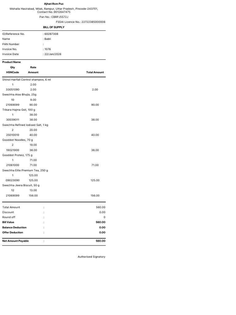 SaleBill-InvoiceNo-1076 | PDF