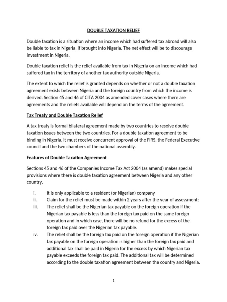 Double Taxation Relief - Introduction | PDF | Double Taxation | Taxes