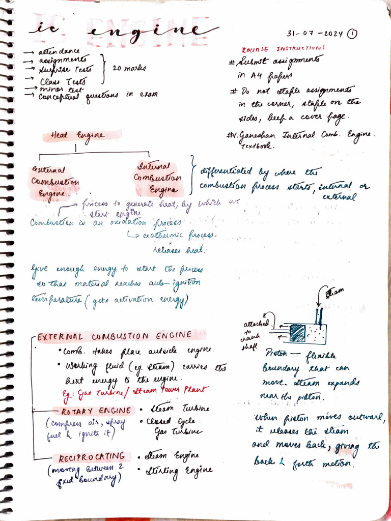 Ic Engine Before Midsem Class Notes 2024 | PDF