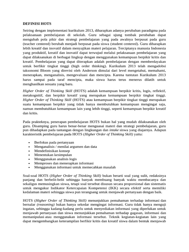 Konsep Hots | PDF
