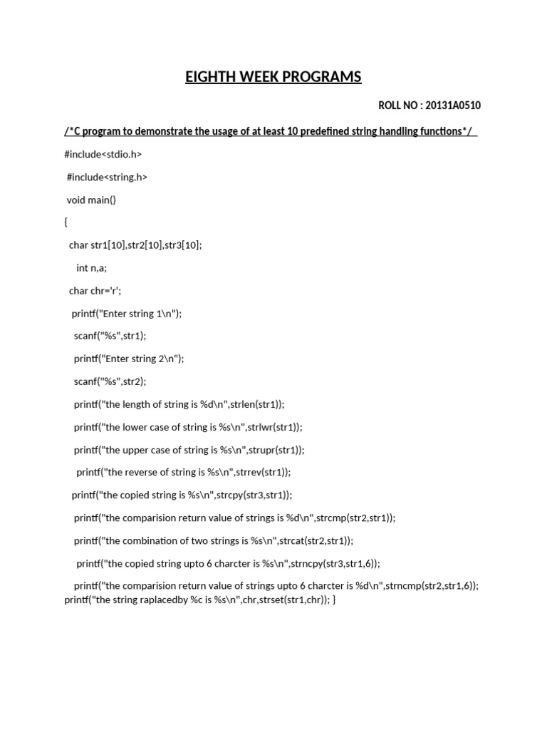 20131a051 Eighth Week Programs | PDF