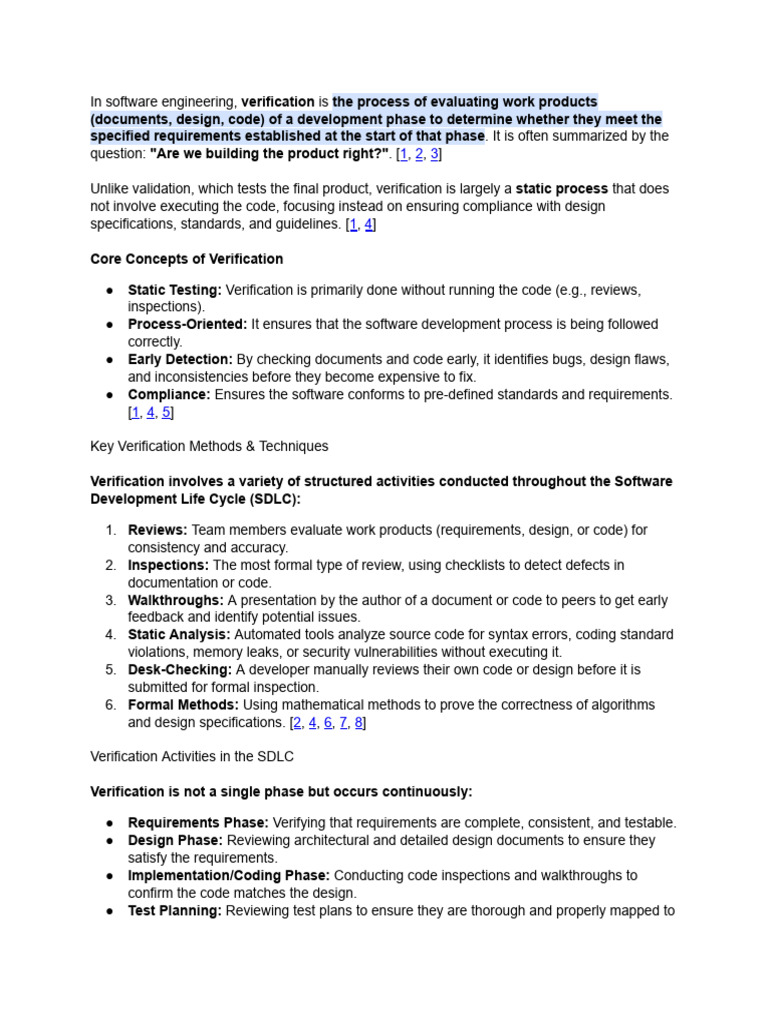 Explain The Concept in Detail Verification in Software Engineering ...