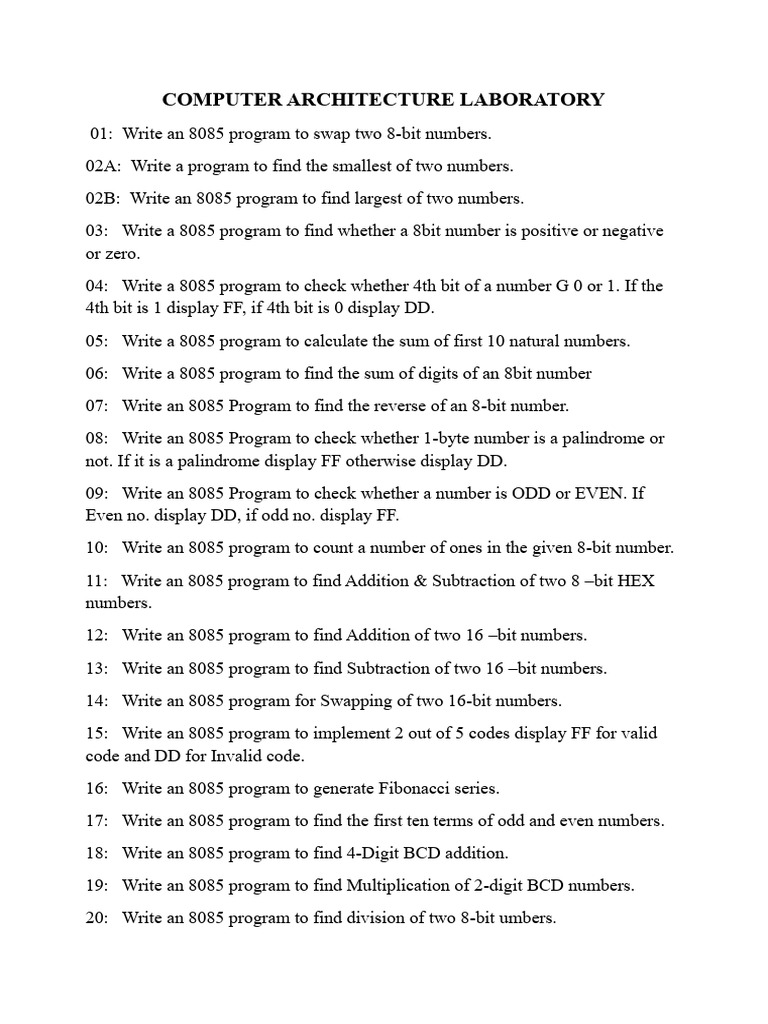 Computer Architecture Laboratory QP | PDF