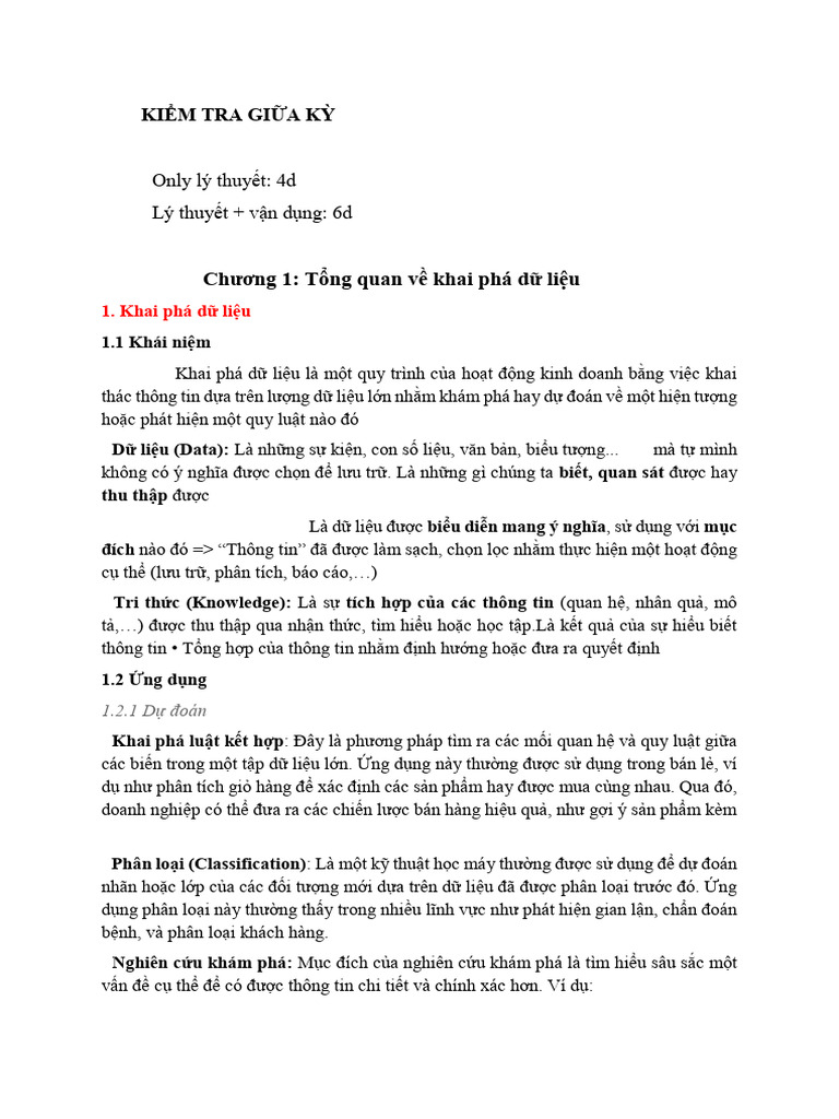Lý Thuyết Kpdl a++ | PDF