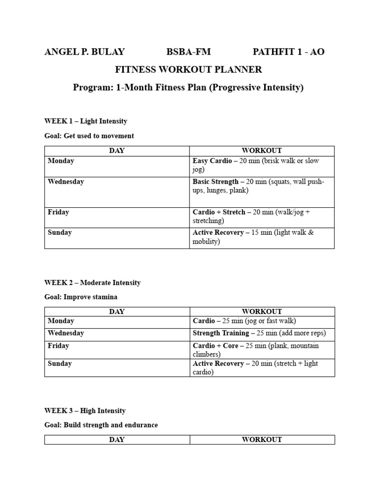 Fitness Plan | PDF