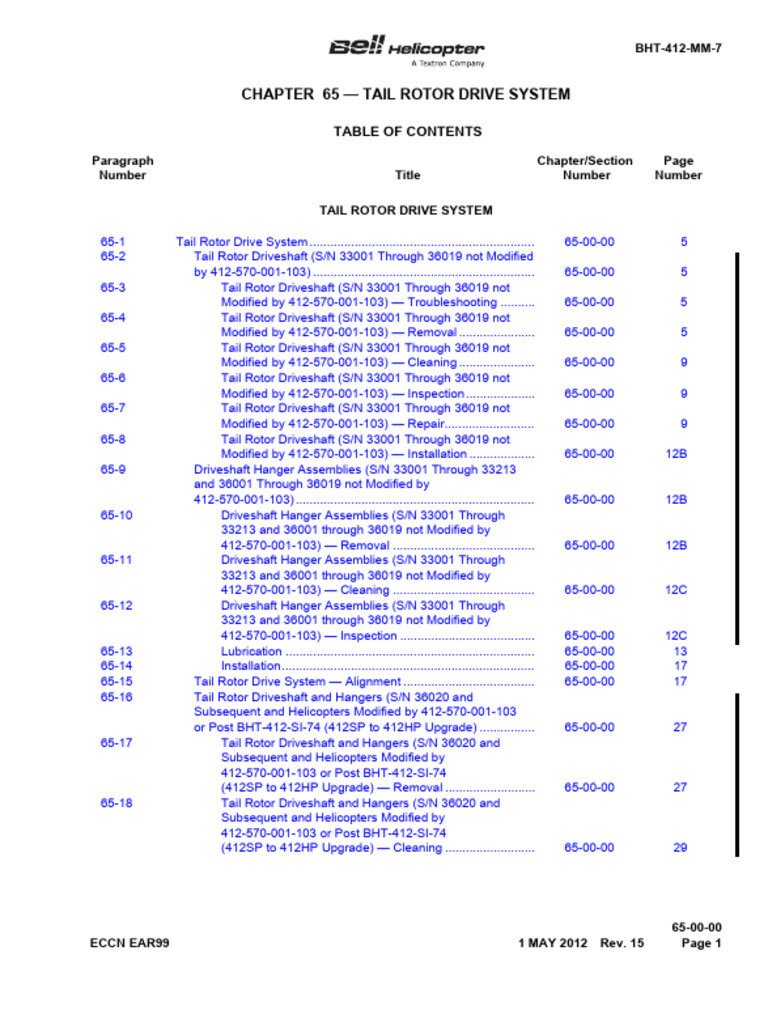 412-65 Bell 412 Tail Rotor Transmission System | PDF | Rivet | Helicopter