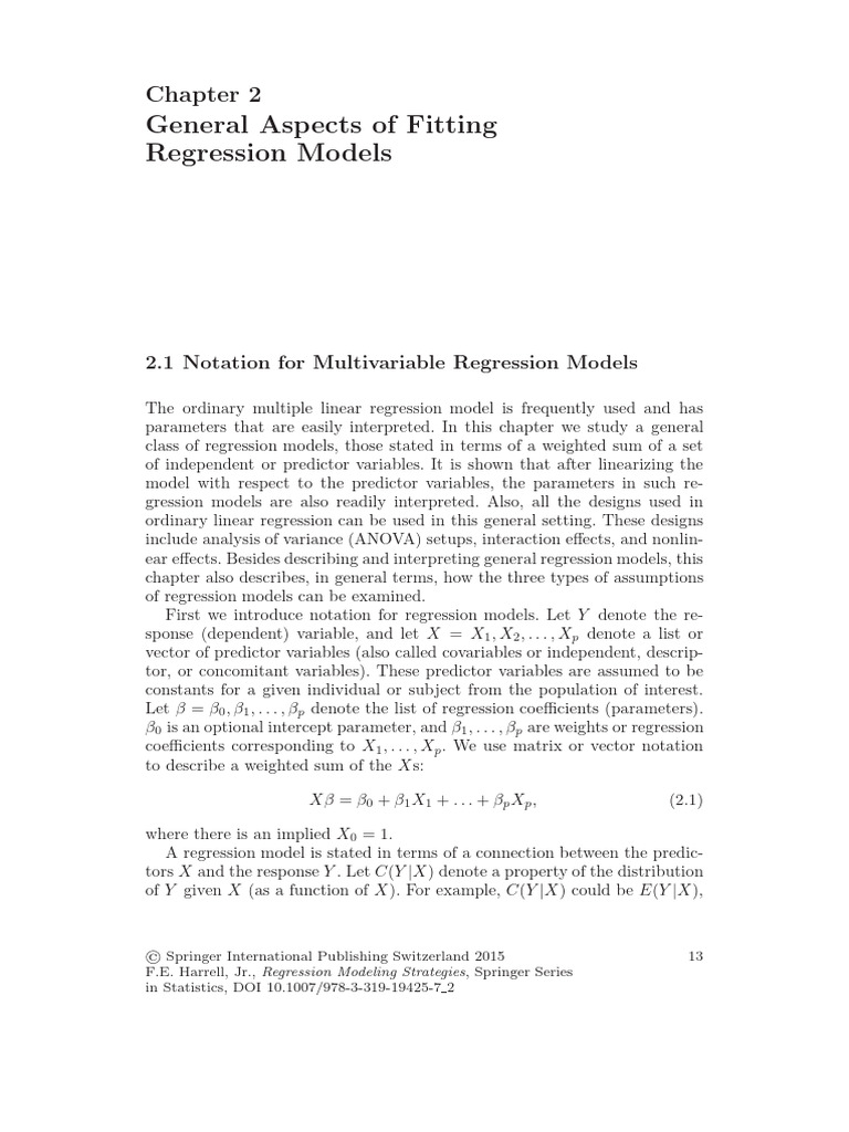 Regression Modeling Strategies - Chap 2 | PDF | Linear Regression ...