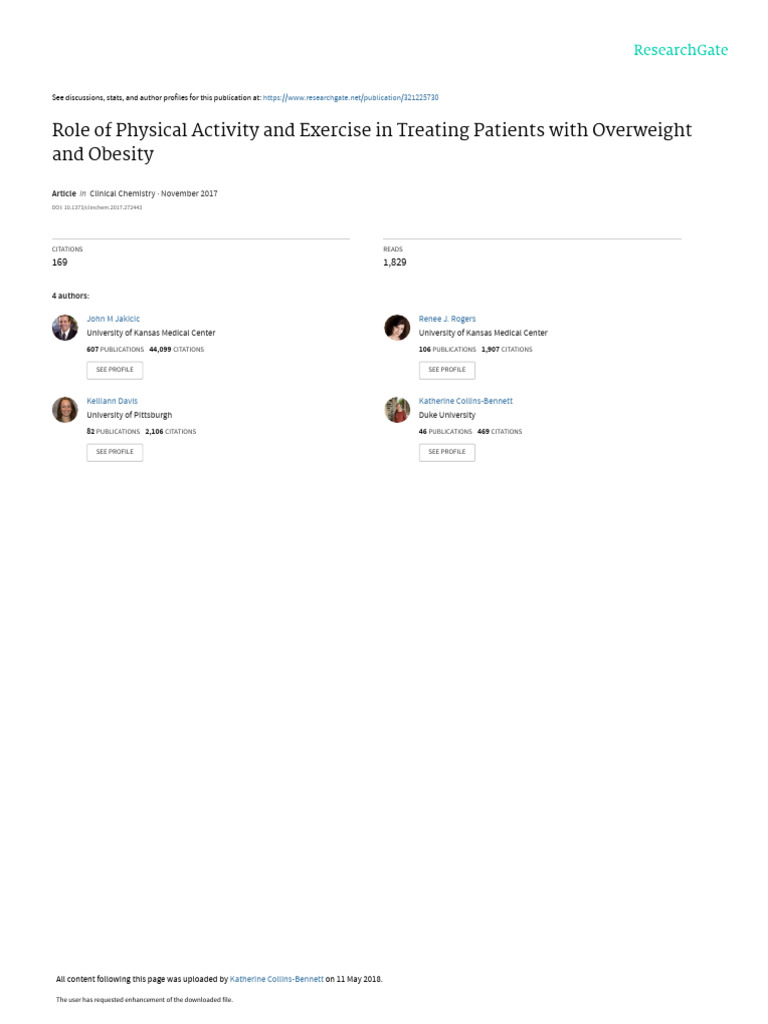Role of Physical Activity and Exercise in Treating Patients With ...