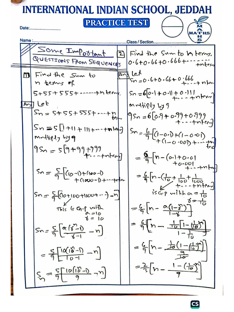 Important Questions From Sequences and Series | PDF