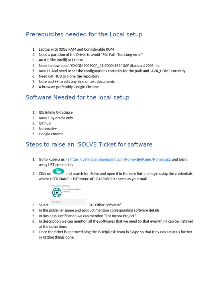 Prerequisites Needed For The Local Setup | PDF