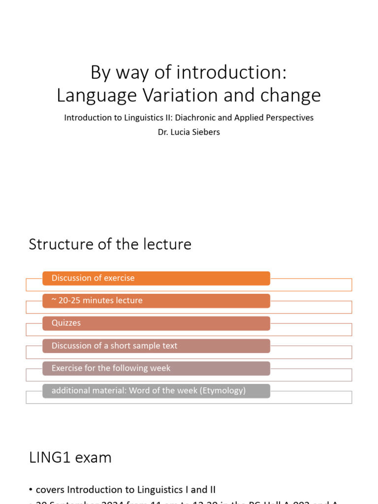 W1 Introduction Linguistics II 08.04.24 | PDF | English Language | Dialect