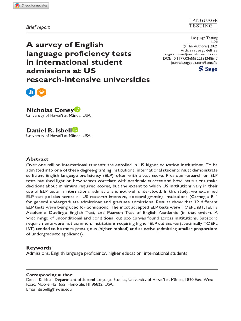 A Survey of English Language Proficiency Tests in International Student ...