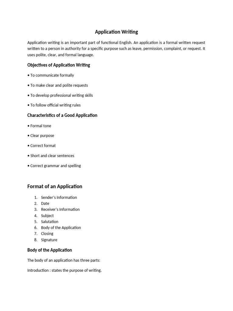 Application Writing | PDF