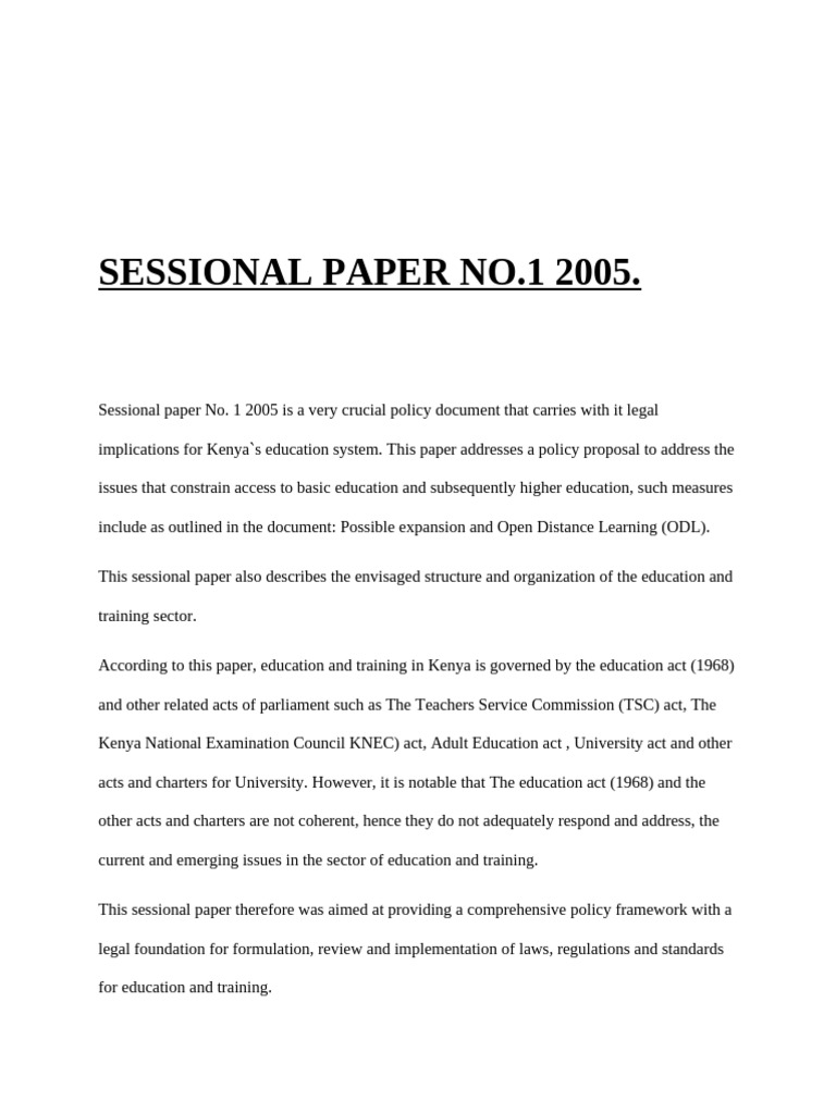 Sessional Paper No.1 2005 | PDF | Government
