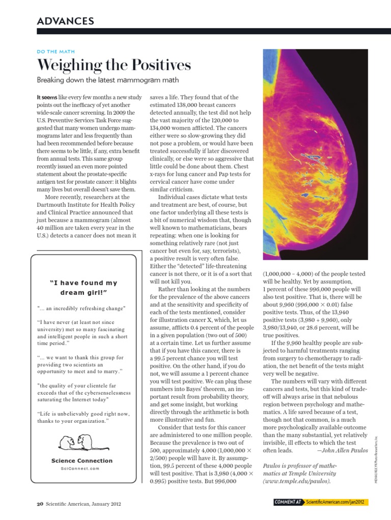Mammogram Efficacy: A Statistical Analysis | PDF | Mammography | Cancer