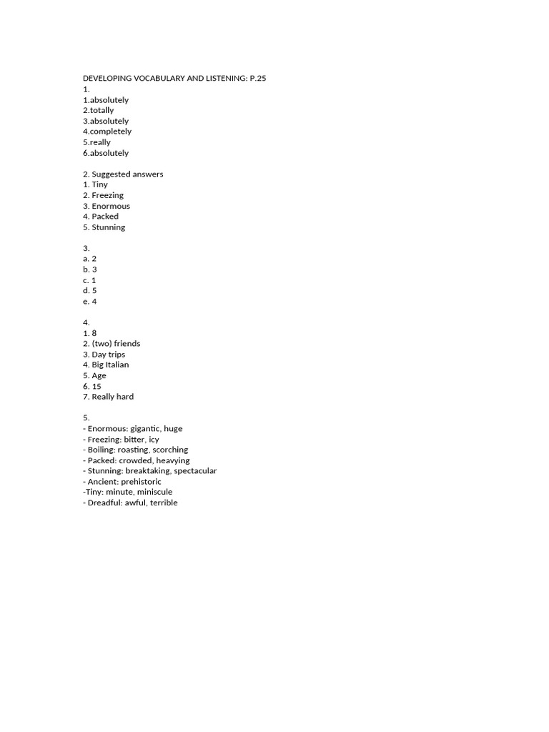 Developing Vocabulary and Listening | PDF