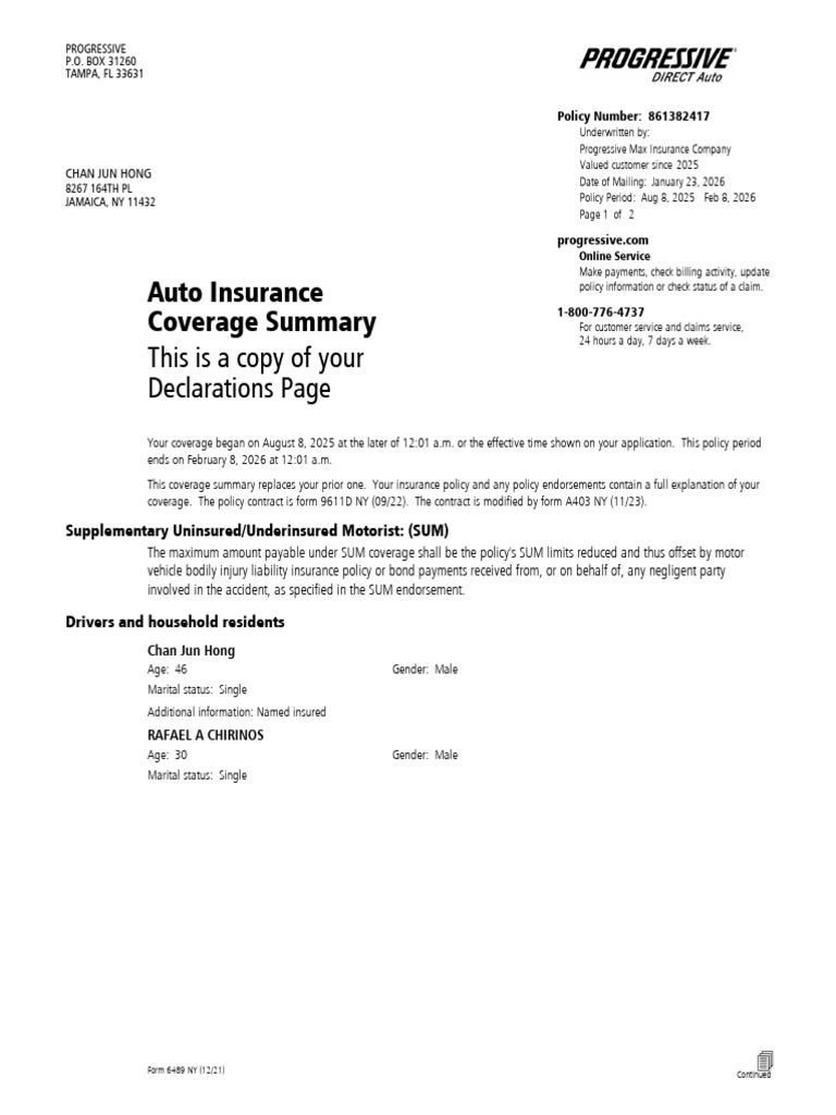 Declarations Page | PDF | Vehicle Insurance | Insurance
