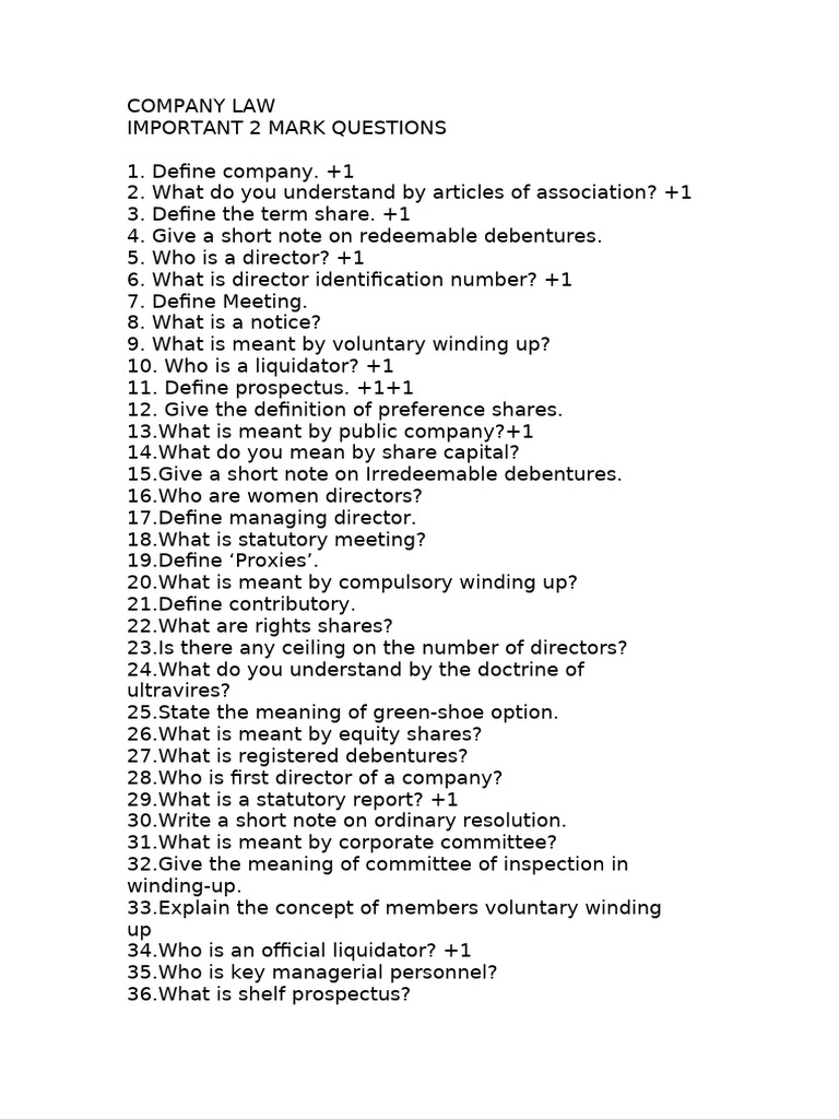 Important 2 Mark Questions | PDF | Liquidation | Securities (Finance)