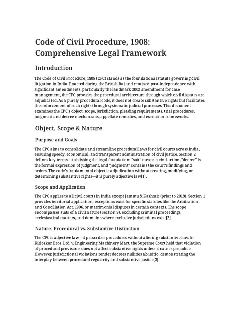 CPC - Procedural & Substantive Framework | PDF | Lawsuit | Appeal