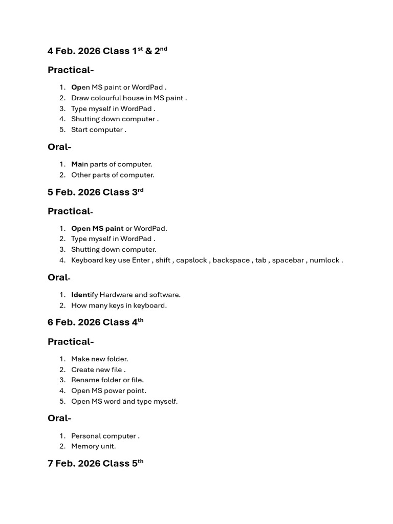 Practical Time Table and Syllabus | PDF