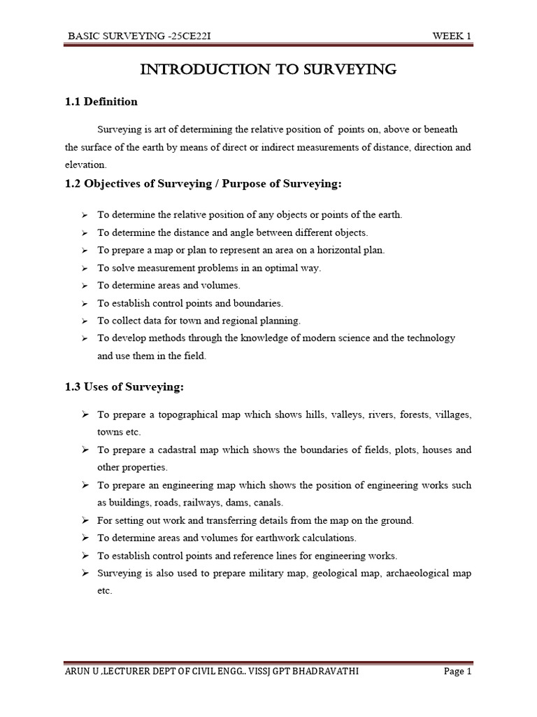 Surveying Week 1 | PDF | Surveying