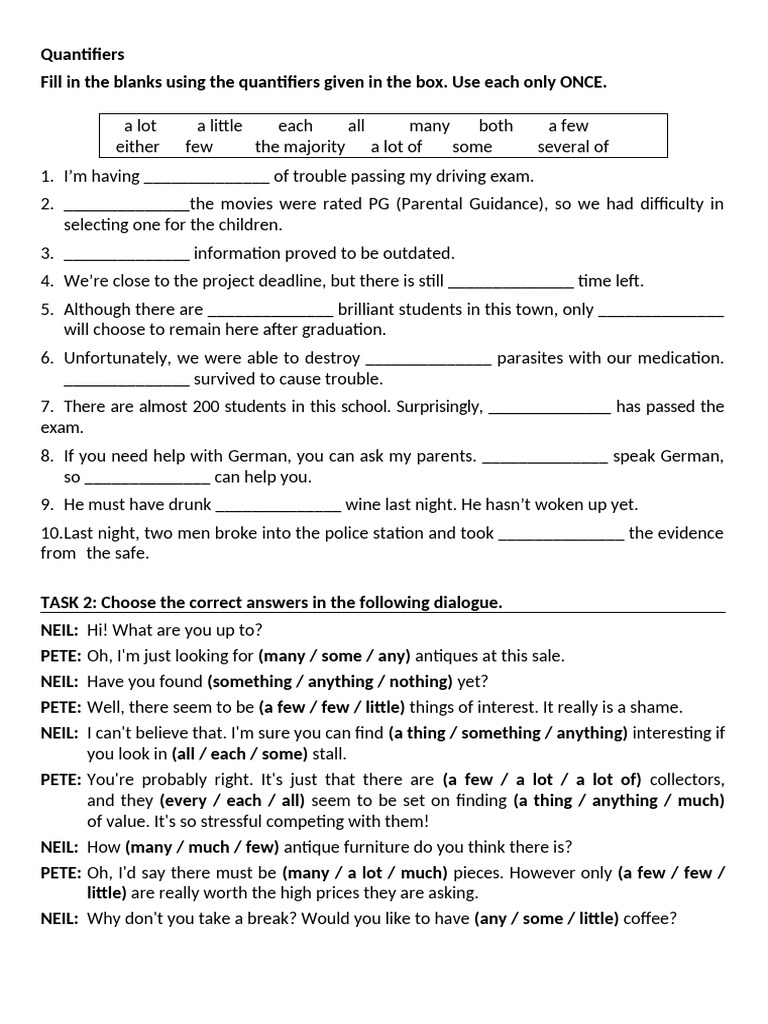 Quantifiers Exercises Ii | PDF | Recycling