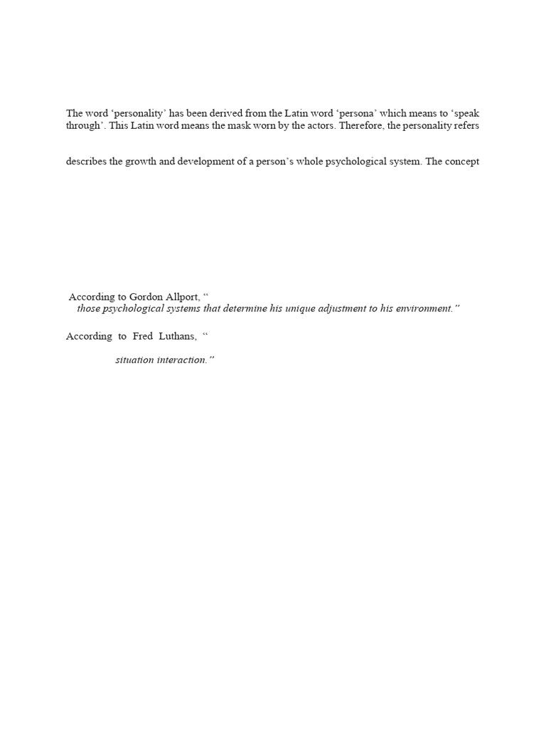 Personality (1) | PDF | Extraversion And Introversion | Social Psychology