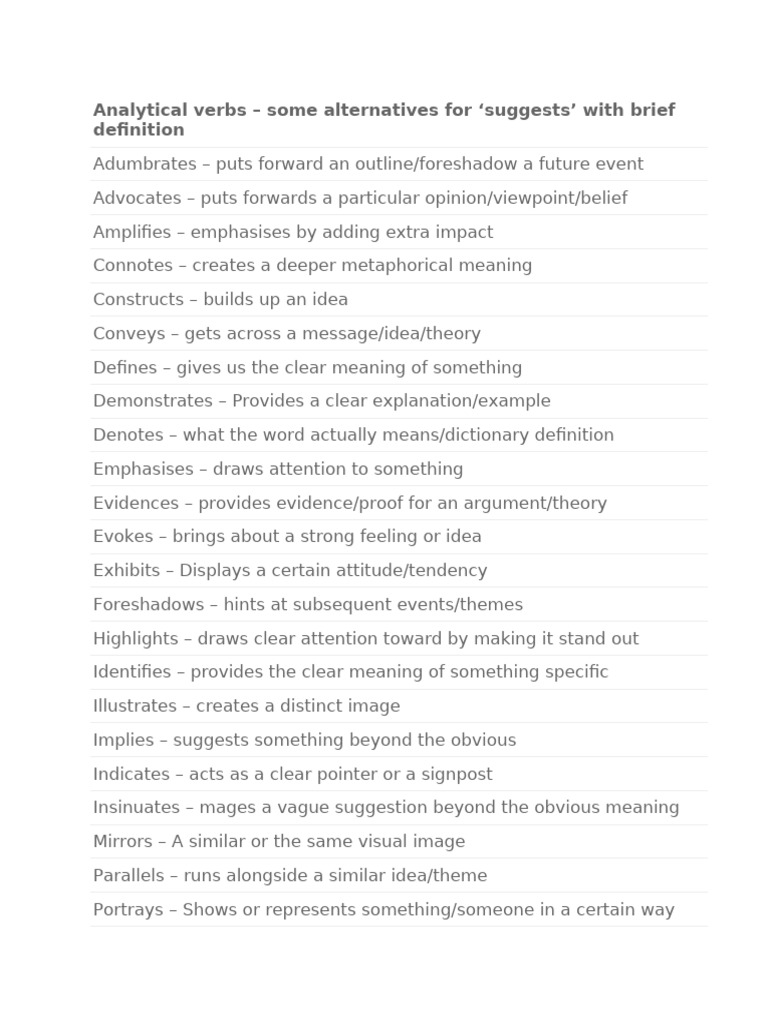 Analytical and Evaluative Verbs | PDF | Theory | Word