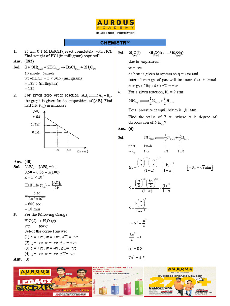 JEE (Main) - 2026 - Morning Shift - (23.01.2026) - CHEMISTRY | PDF ...