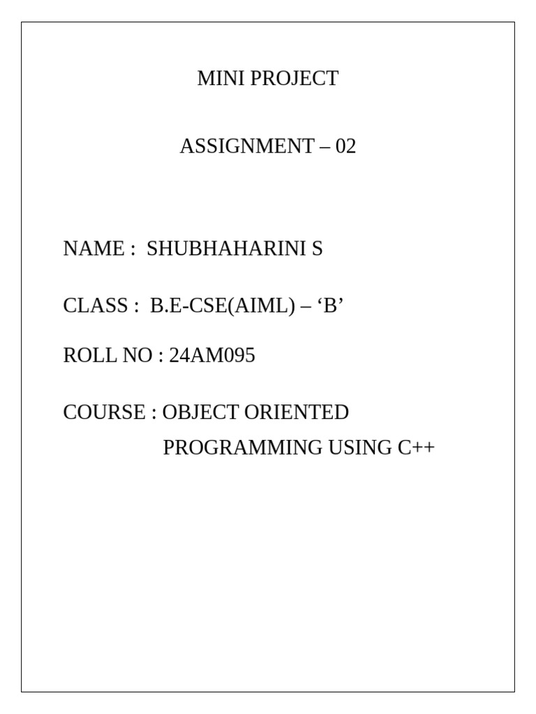 OOPS ASS 2 | PDF | Object Oriented Programming | C++