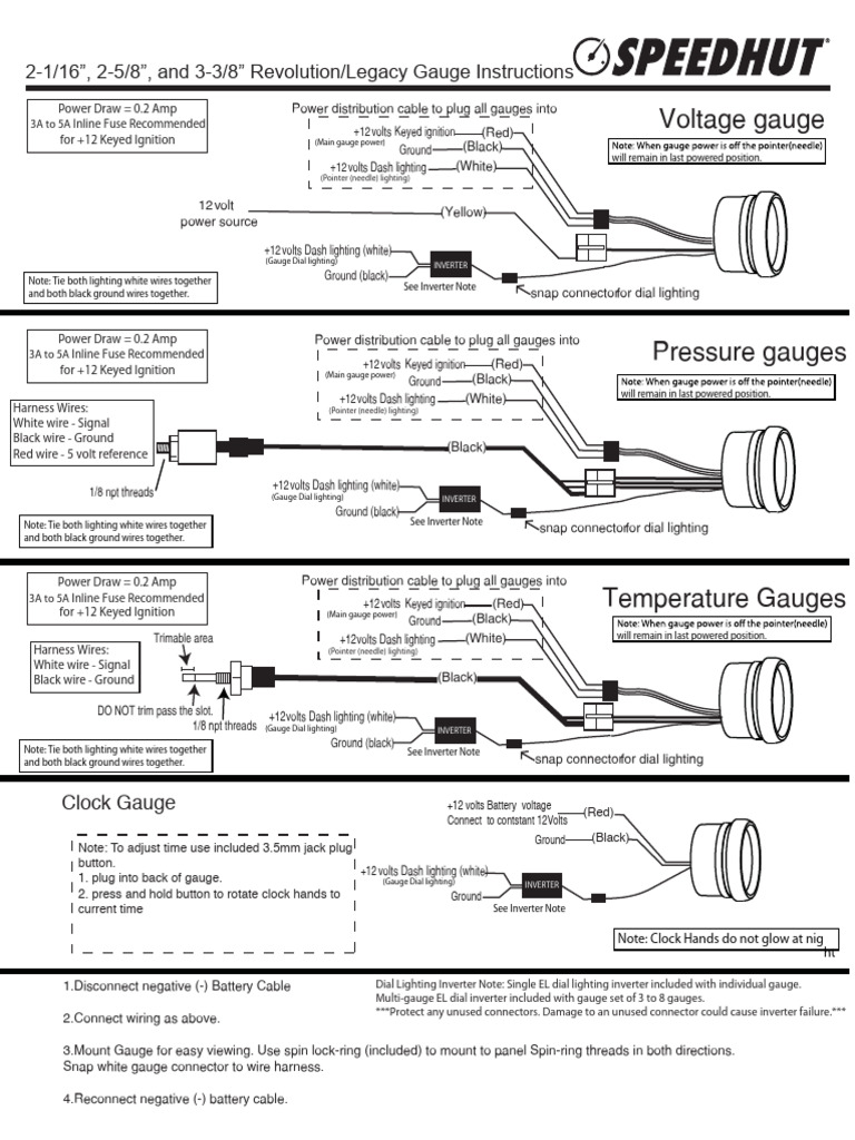 Speedhut Gauge Instructions | PDF | Electric Power Distribution ...