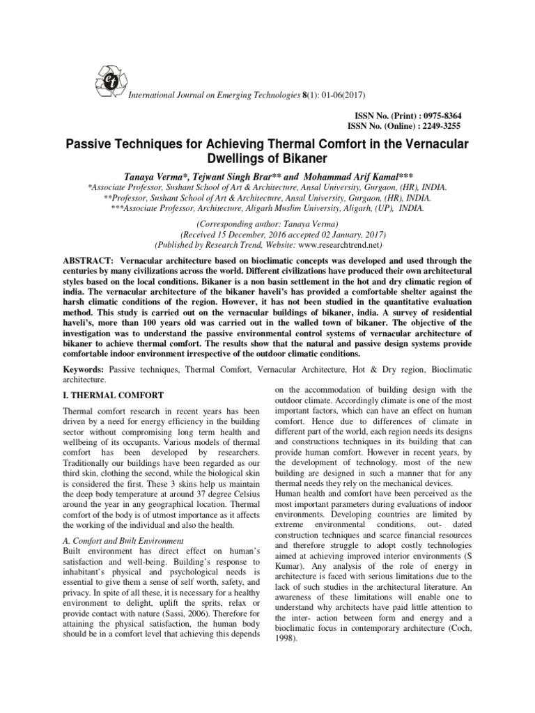 Passive Techniques For Achieving Thermal | PDF | Air Conditioning ...