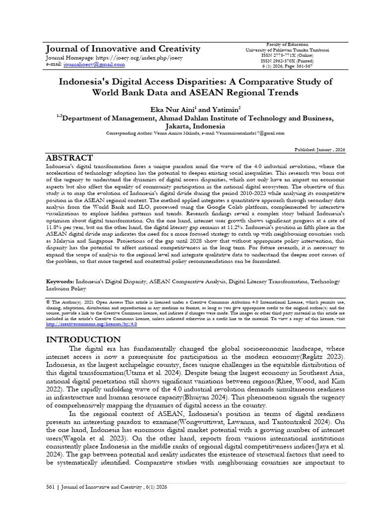 Indonesias Digital Access Disparities a Comparati | PDF | Literacy ...