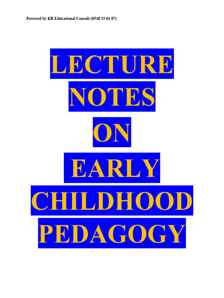 NTC Lecture Note On Ece | PDF | Early Childhood Education | Montessori ...