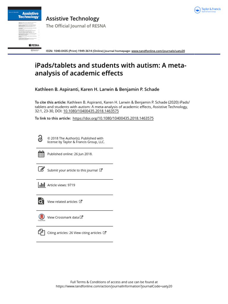 iPads tablets and students with autism A meta-analysis of academic ...