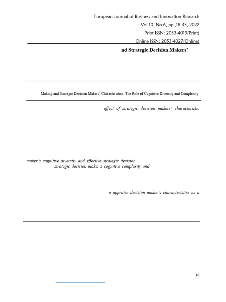 Effective Strategic Decision Making | PDF | P Value | Coefficient Of ...