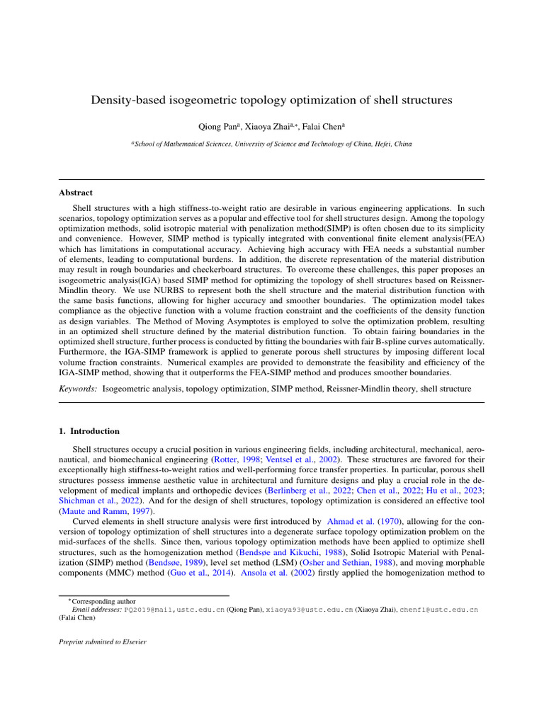 Density-Based Isogeometric Topology Optimization of Shell Structure ...