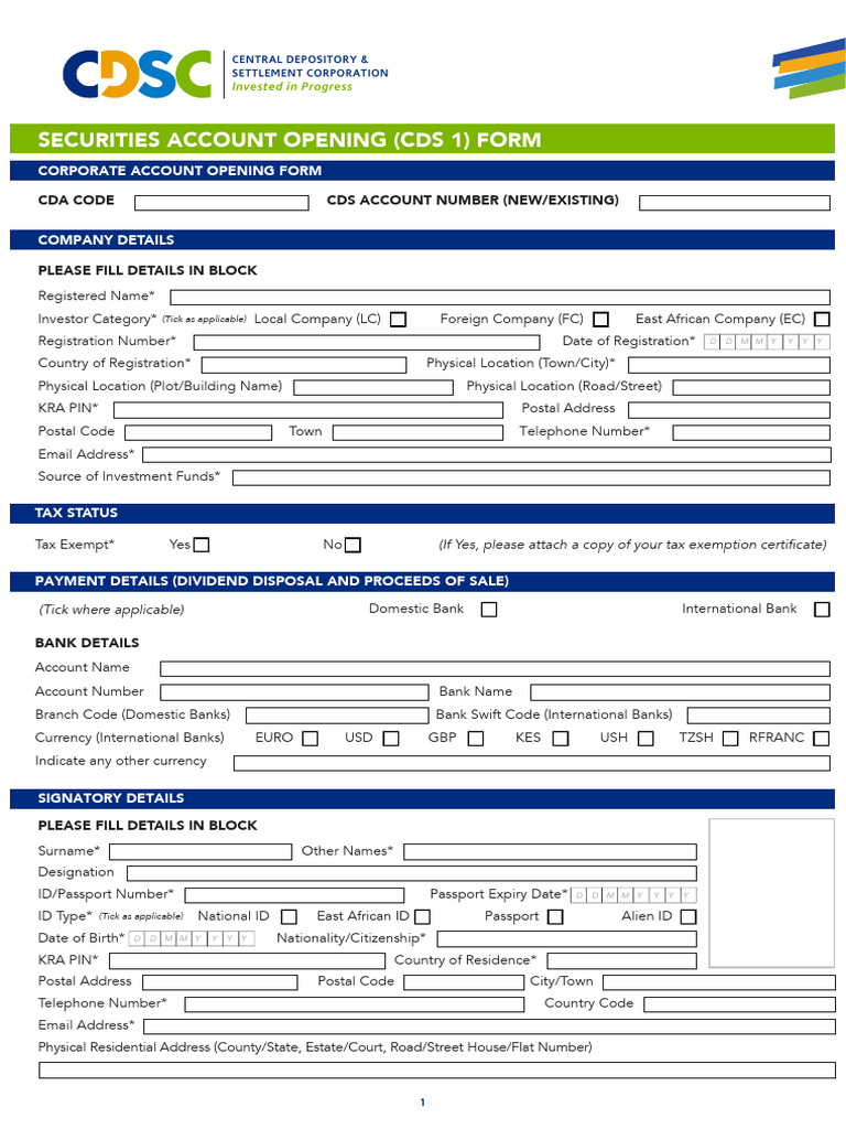 Cds 1 3 Corporate Account Opening Form 1 | PDF | Notary Public | Justice