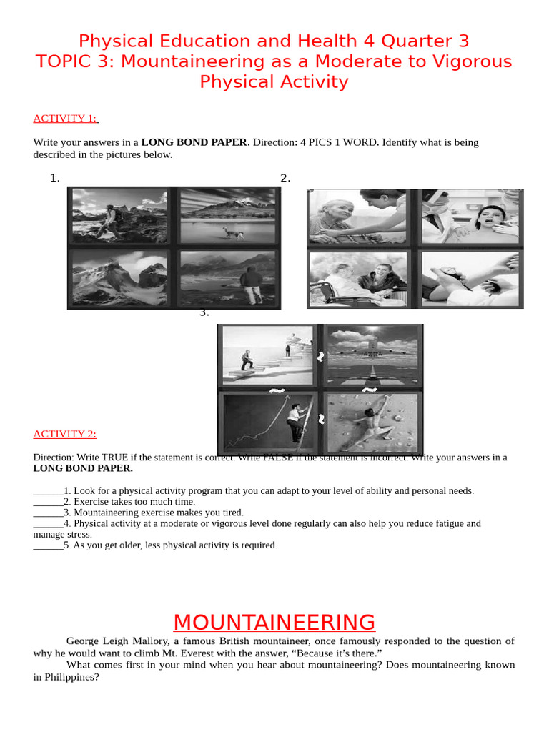 Hope 12 3rd Quarter Topic 3 | PDF | Hiking | Camping