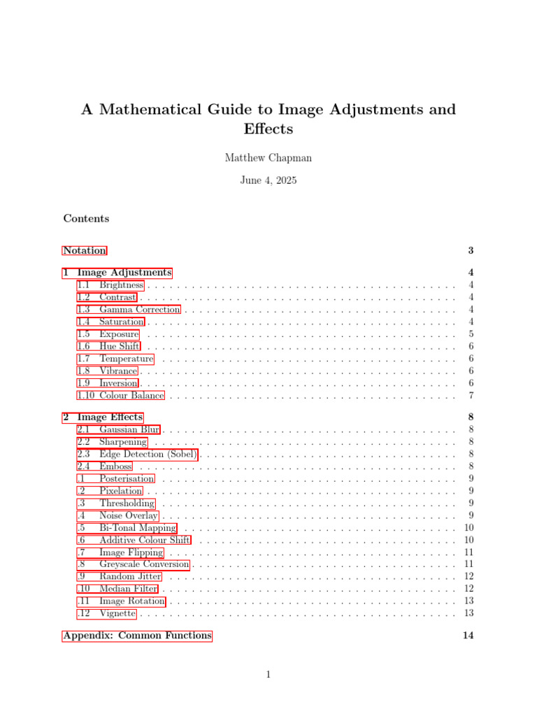 A Comprehensive Mathematical Reference For Image Processing Operations ...