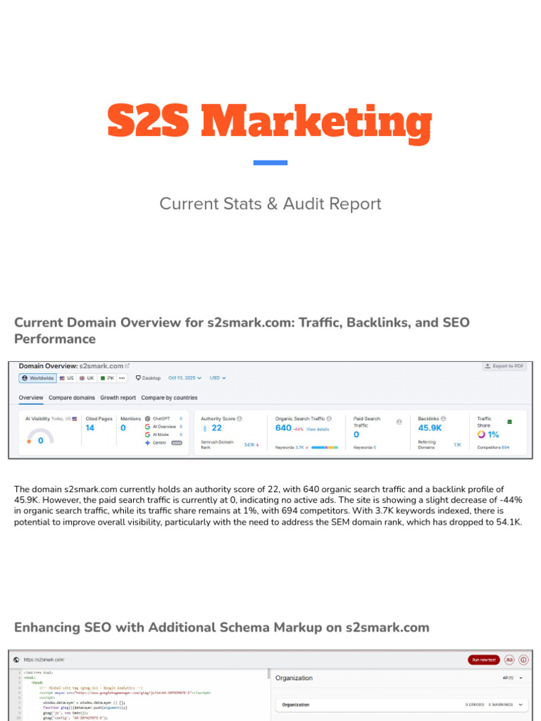 S2S Marketing Current Stats Audit & Planning (1) | PDF | Search Engine ...