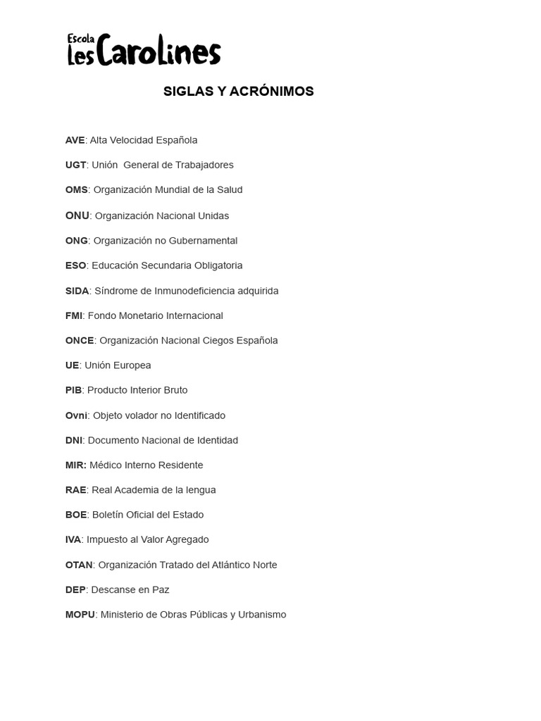 Siglas y Acrónimos | PDF